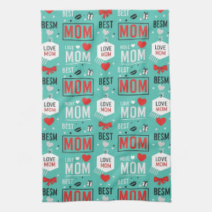 Moderne Türkis-MOM-Typografie-Pop-Design Geschirrtuch