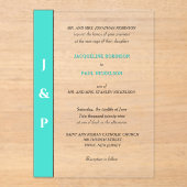 Moderne Türkis Monogram Bridge and Groom Acryleinladungen (Vorderseite)