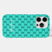 Moderne Türkis-Monogramm-Name-Einfarbig | Teal Case-Mate iPhone Hülle (Rückseite (Horizontal))