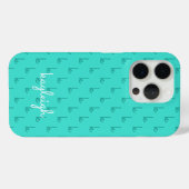 Moderne Türkis-Monogramm-Name-Einfarbig | Türkis Case-Mate iPhone Hülle (Rückseite (Horizontal))