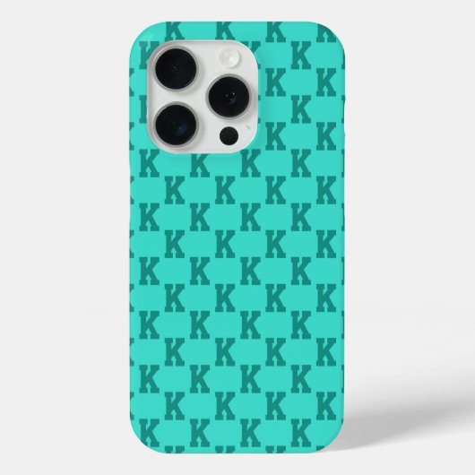 Moderne Türkis-Monogramm-Name-Solid-Farbe | Teal Case-Mate iPhone Hülle (Rückseite)