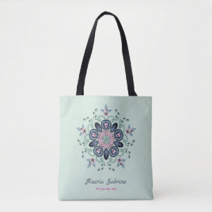 Moderne Türkis-Rosa Blumen-Mandala-Doodle Tasche