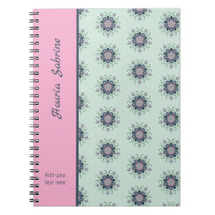 Moderne Türkis-Rosa-Floral-Mandala-Doodle Notizblock