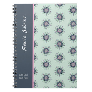 Moderne Türkis Rosa Florale Mandala Kritzeleien Notizblock