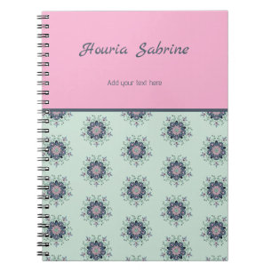 Moderne Türkis Rosa Florale Mandala Kritzeleien Notizblock