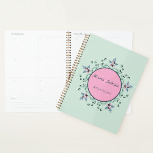 Moderne Türkis Rosa Florale Mandala Kritzeleien  Planer