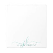 Moderne Türkis-Script-Monogram-Initialen Notizblock (Vorderseite)