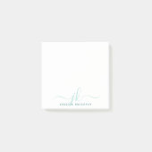 Moderne Türkis-Script-Monogram-Initialen Post-it Klebezettel (Vorderseite)