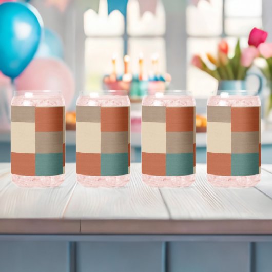 Moderne Türkis- und Beige-Geometrieblöcke Dosenglas (Insitu (Baby Party))