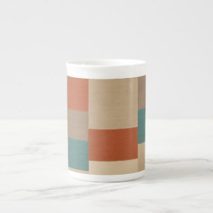 Moderne Türkis- und Beige-Geometrieblöcke Porzellantasse