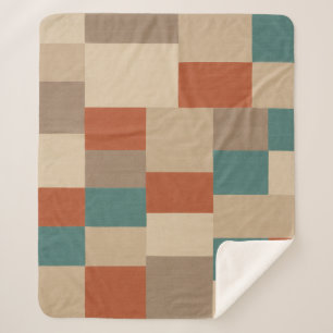 Moderne Türkis- und Beige-Geometrieblöcke Sherpadecke