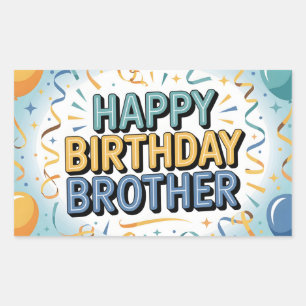 Moderne Türkis und Gelb "HAPPY BIRTHDAY BROTHER"  Rechteckiger Aufkleber