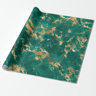 Moderne Türkis- und Goldmarmorierung Geschenkpapier