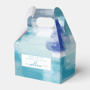 Moderne Türkis- und Grau-Wasserfarben-Abstract-Kun Geschenkschachtel