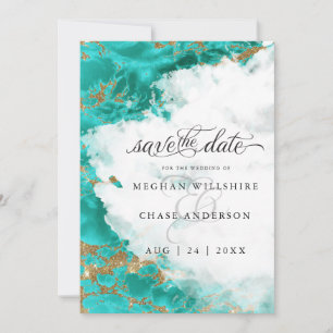 Moderne Türkis-Wasserfarbe Geode BarefootBride™