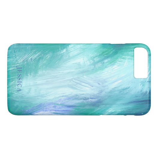 Moderne türkisblaue Abstrakte Pinselstriche Case-Mate iPhone Hülle (Rückseite (Horizontal))