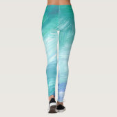Moderne türkisblaue Abstrakte Pinselstriche Leggings (Rückseite)
