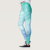 Moderne türkisblaue Abstrakte Pinselstriche Leggings (Links)
