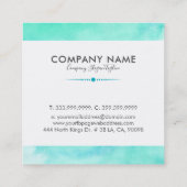 Moderne türkisblaue Aquarellfarben Hintergrund Quadratische Visitenkarte (Rückseite)