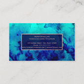Moderne türkisblaue Aquarellgoldfarben Rose Visitenkarte (Rückseite)