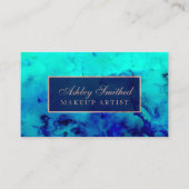 Moderne türkisblaue Aquarellgoldfarben Rose Visitenkarte (Vorderseite)