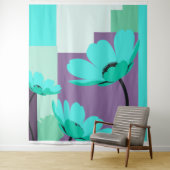 Moderne Türkisblaue Blumenwandteppich Wandteppich (Beispiel)