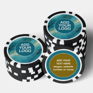 Moderne Türkisblaue Goldmarmor-Kollektion Pokerchips
