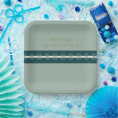 Moderne türkisblaue Grün und Gold Square Pappteller (Party)