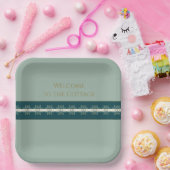 Moderne türkisblaue Grün und Gold Square Pappteller (Party)