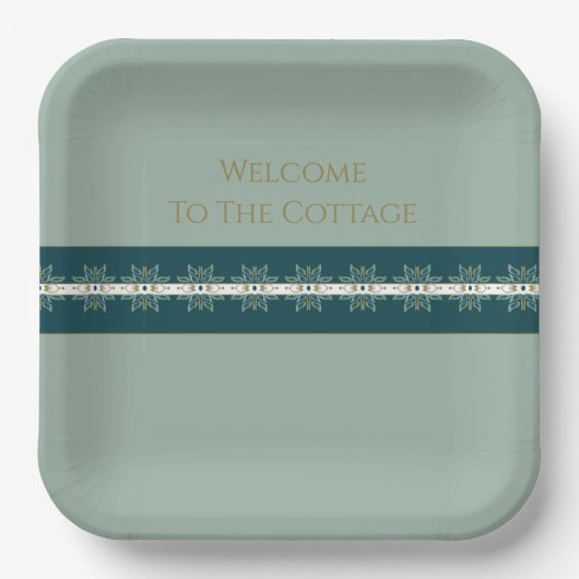 Moderne türkisblaue Grün und Gold Square Pappteller (Vorderseite)