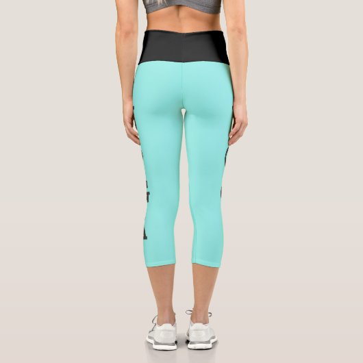 Moderne türkisblaue Yoga-Leggings Capri Leggings (Rückseite)