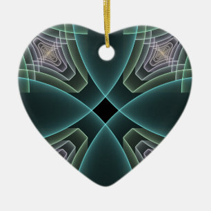 Moderne Türkise Geometrische Fraktal-Kunst Grafik Keramik Ornament
