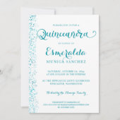 Moderne türkisfarbene Aquamarine Silber Sparkasse Einladung (Vorderseite)