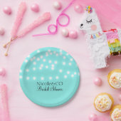 Moderne türkisfarbene Blauen und String Lights Ele Pappteller (Party)