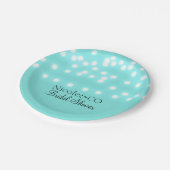 Moderne türkisfarbene Blauen und String Lights Ele Pappteller (Schrägansicht)