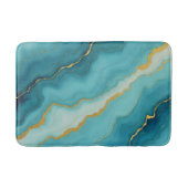Moderne türkisfarbene Blue Gold Marmor Collection Badematte (Vorderseite)