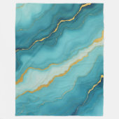 Moderne türkisfarbene Blue Gold Marmor Collection Fleecedecke (Vorderseite)