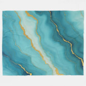 Moderne türkisfarbene Blue Gold Marmor Collection Fleecedecke (Vorderseite (Horizontal))