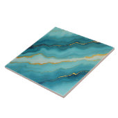 Moderne türkisfarbene Blue Gold Marmor Collection Fliese (Seite)