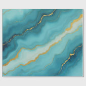 Moderne türkisfarbene Blue Gold Marmor Collection Geschenkpapier (Flach)