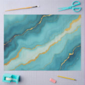 Moderne türkisfarbene Blue Gold Marmor Collection Seidenpapier (Basteln)