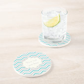 Moderne türkisfarbene, graue, ivorische Zickzack M Untersetzer (Seite)