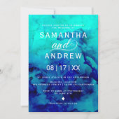Moderne türkisfarbene Hochzeitsfeier Einladung (Vorderseite)