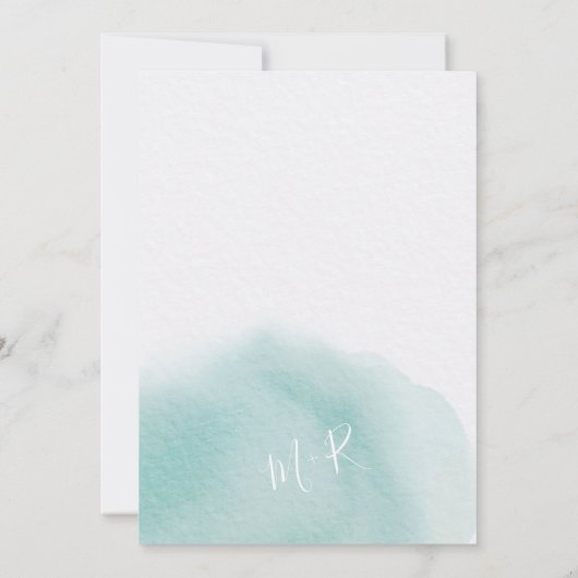 Moderne türkisfarbene Hochzeitsinitialen Einladung (Rückseite)