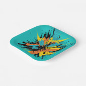 Moderne türkisfarbene Paintball-Spritzer Pappteller (Gewinkelt)