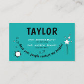 Moderne türkisfarbene Playdate Fun Kind Freundinne Visitenkarte (Rückseite)