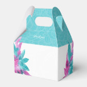 Moderne türkisfarbene rosa tropische Abstrakte Blu Geschenkschachtel (Rückseite)