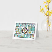 Moderne türkisfarbene Sampler-Quiltkarte Karte (Gelbe Blume)