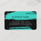 Moderne türkisfarbene Schwarze Brush Stroke Paint Visitenkarte (Rückseite)