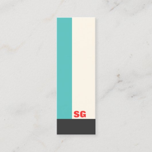 Moderne türkisfarbene Strip-Mini-Visitenkarte Mini Visitenkarte (Vorderseite)